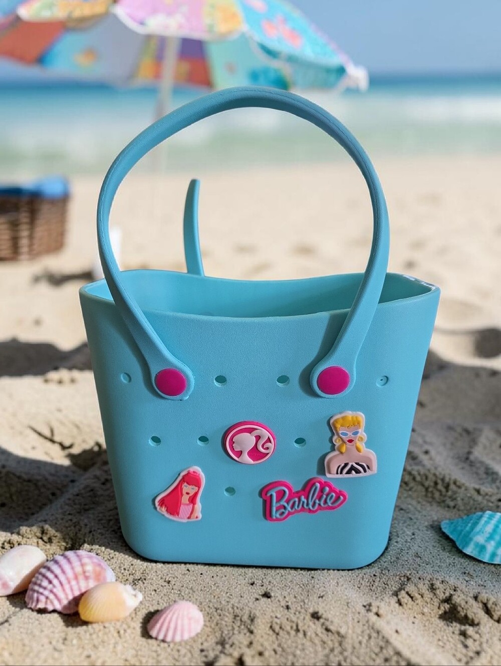 Miniso Blue Barbie Charm Tote Bag